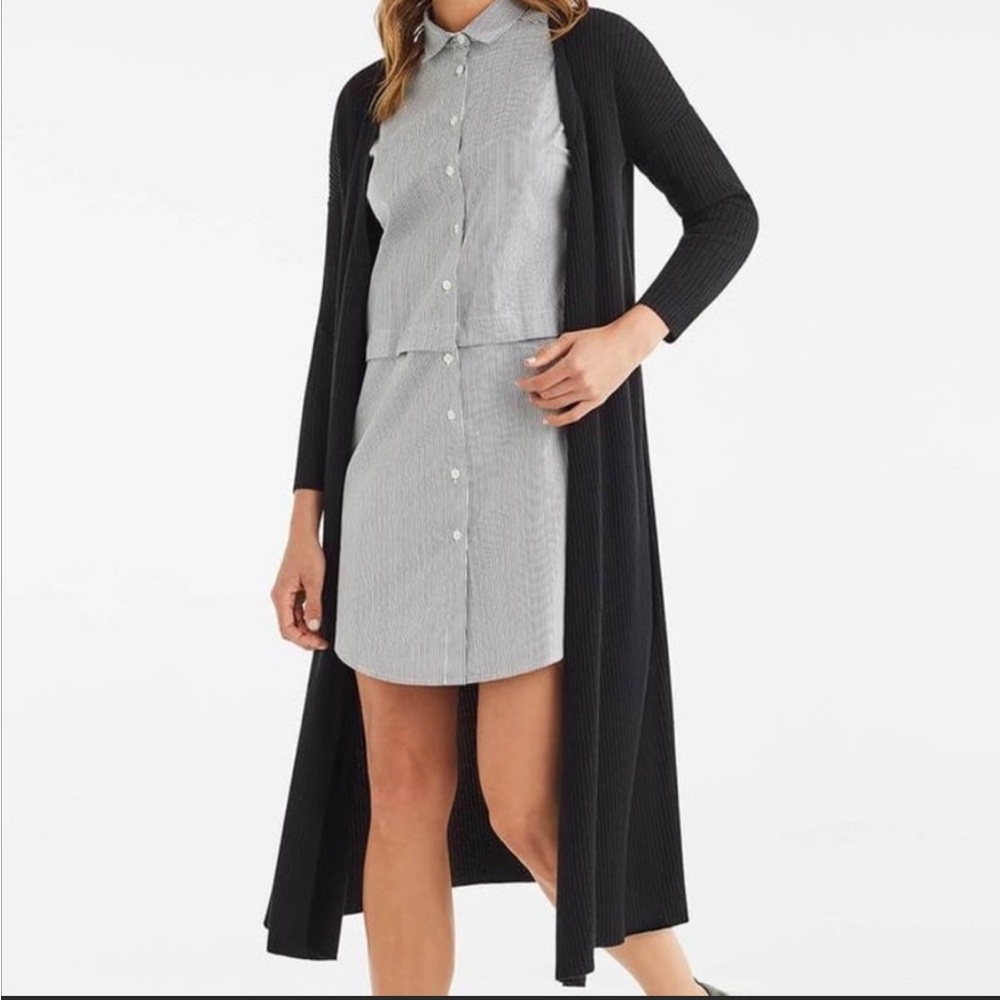 Vetta Capsule Black Wrap Ribbed Sweater Dress Duster Organic Cotton Small